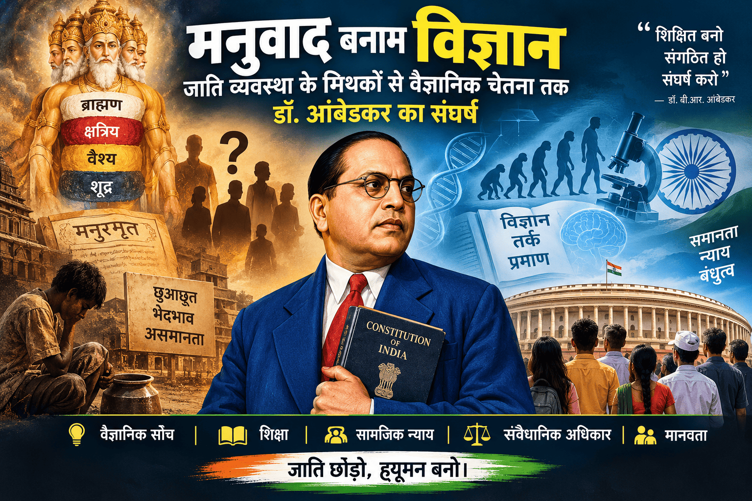 मनुवाद बनाम विज्ञान: जाति व्यवस्था के मिथक और अंबेडकर का प्रतिरोध